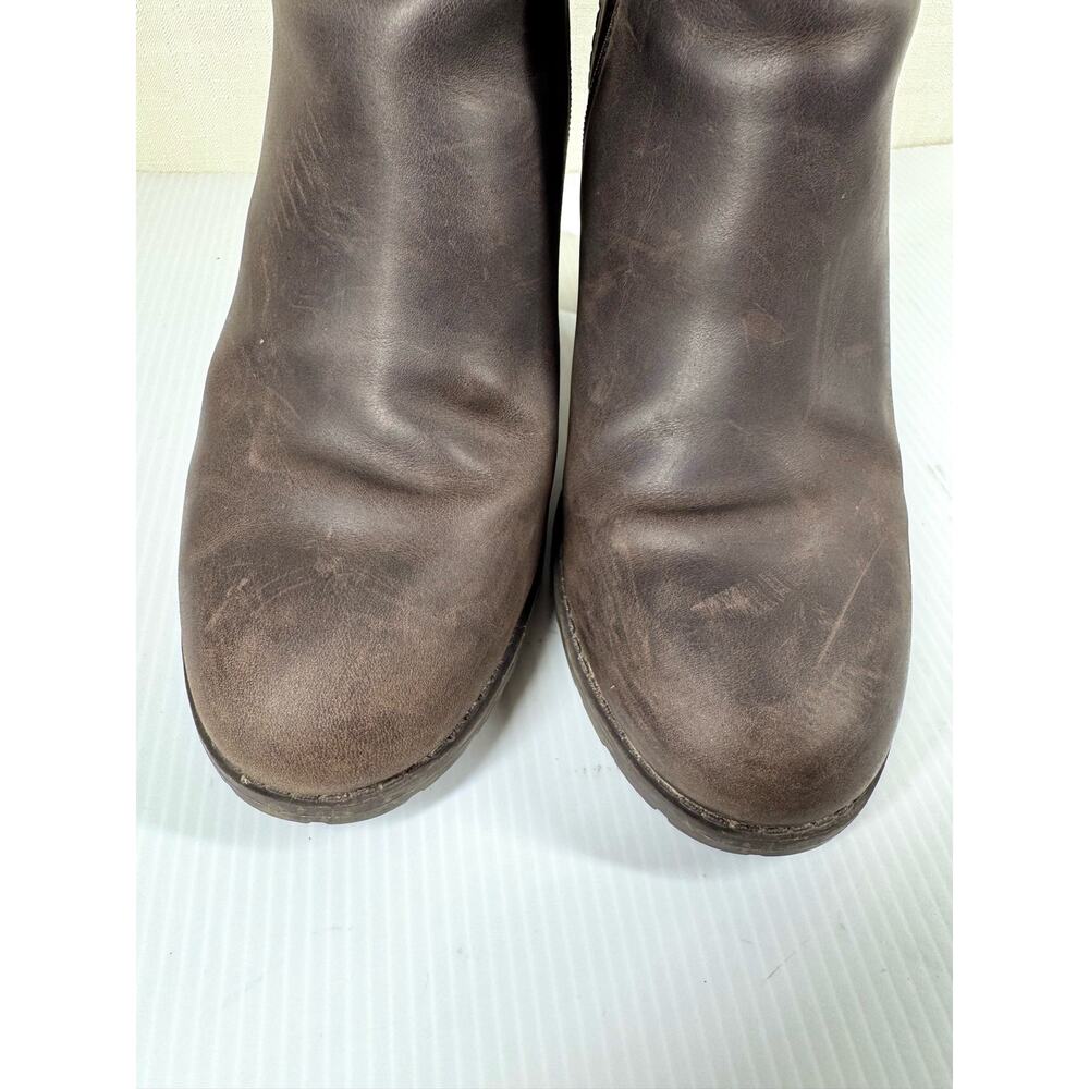 CLARKS Chocolate Brown Leather Heeled Ankle Boots Size 8 - Picture 7 of 11